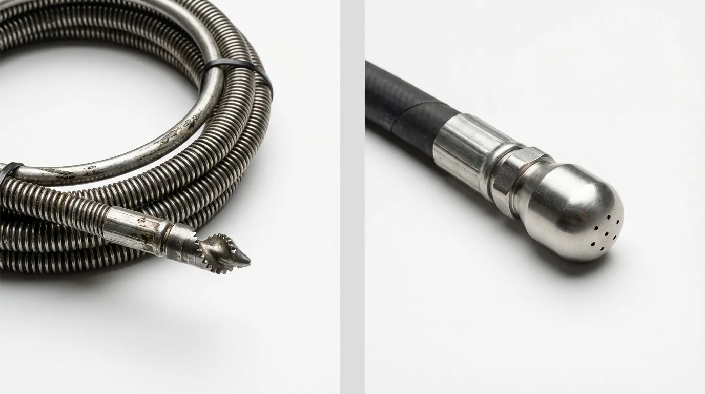 Drain snake cable and hydro jetting nozzle used for drain cleaning in Stanford, KY