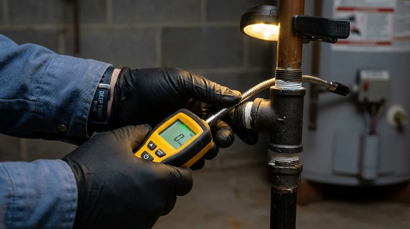 Gas leak detection with electronic sniffer by Johns Plumbing LLC in Stanford